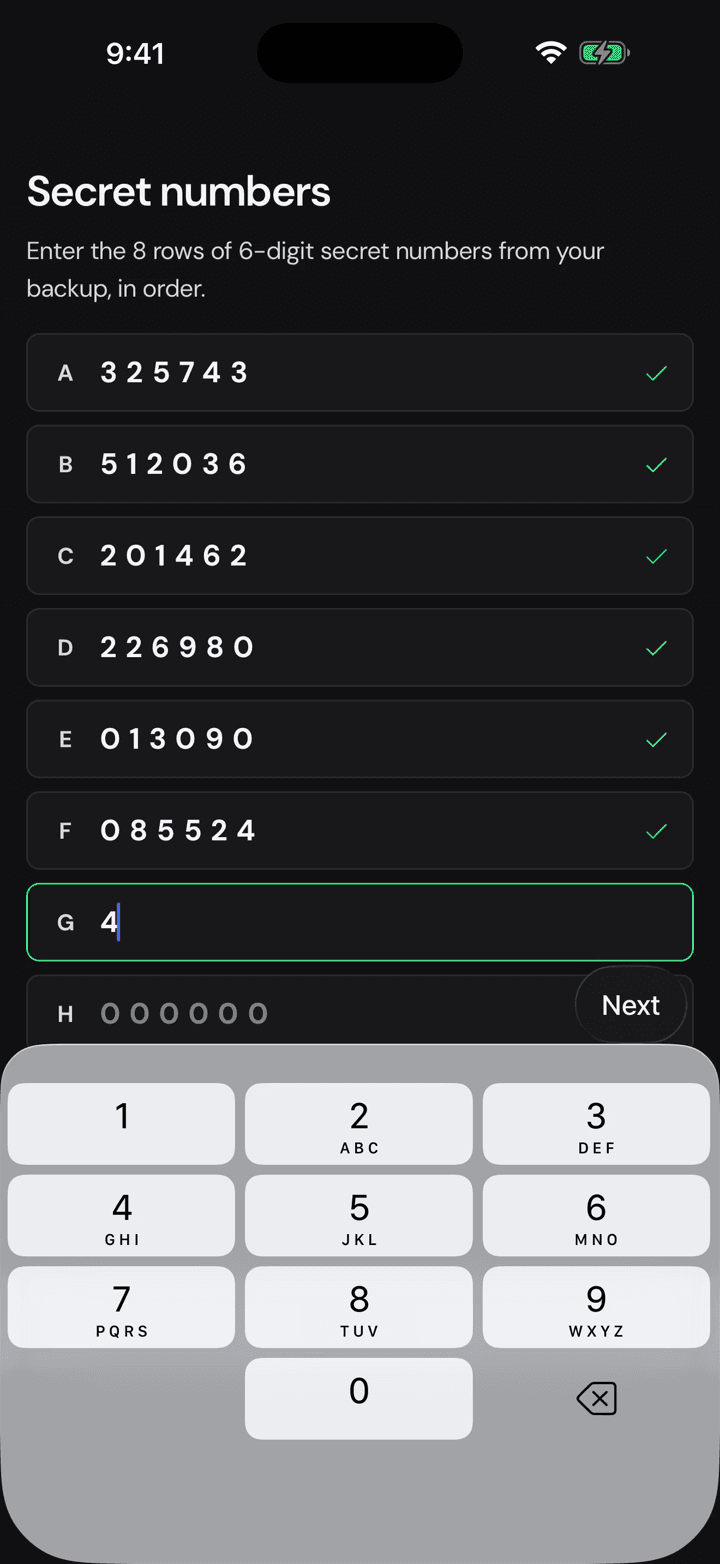 Each row checks itself