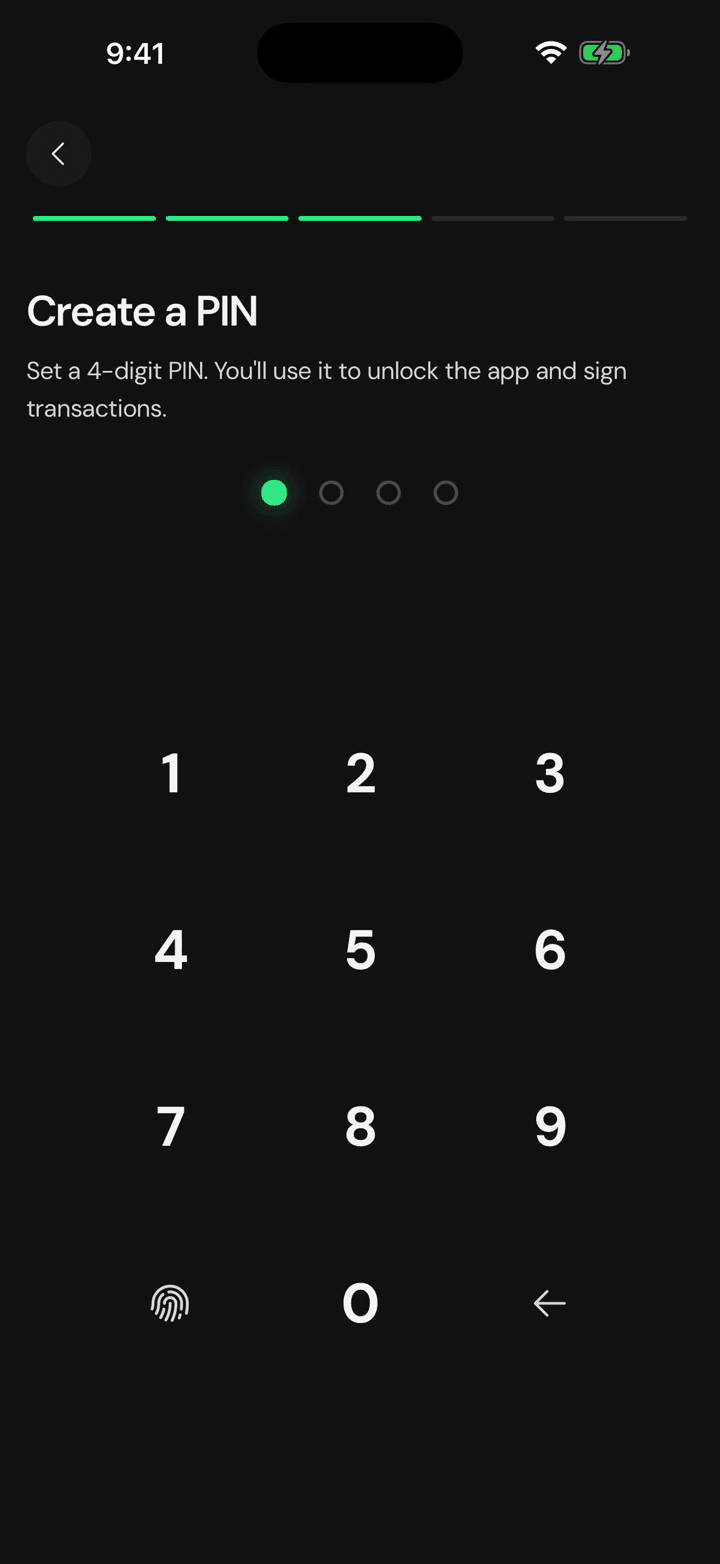 Set a 4 digit PIN, twice