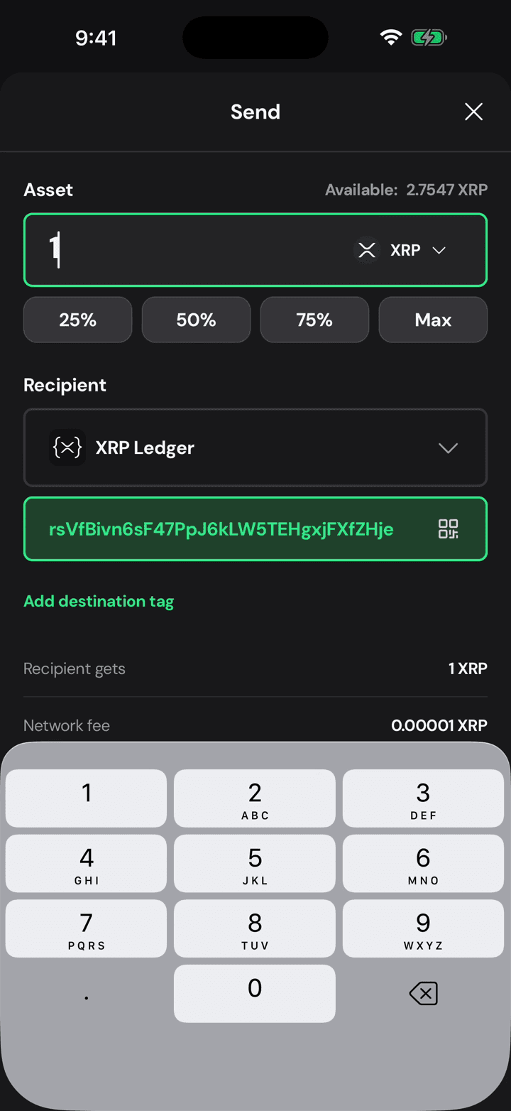 Enter the amount